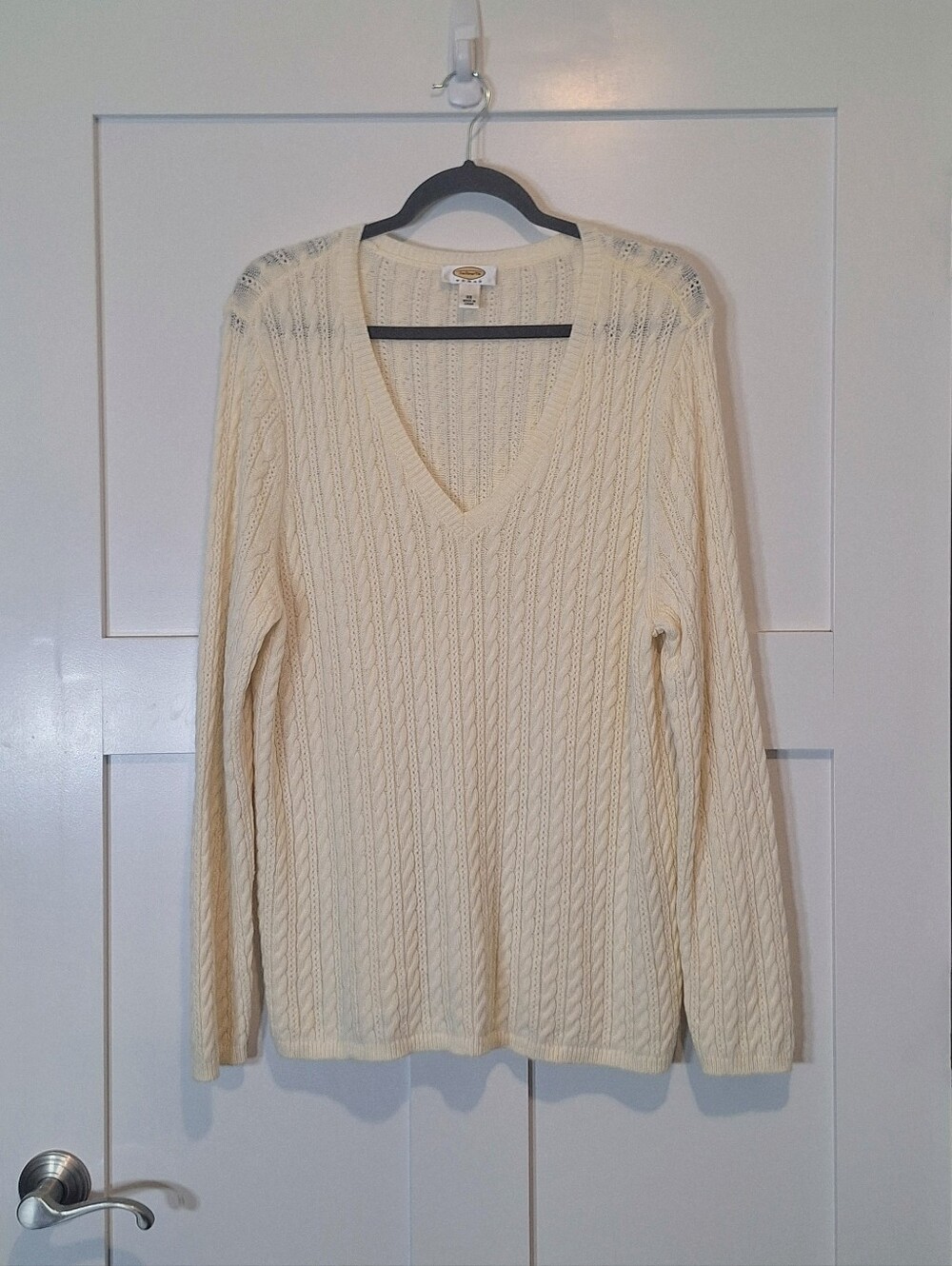 Talbots Vintge Lambs Wool Angora Rabit Hair Cashmere Cable Knit Cream Sweater 2X